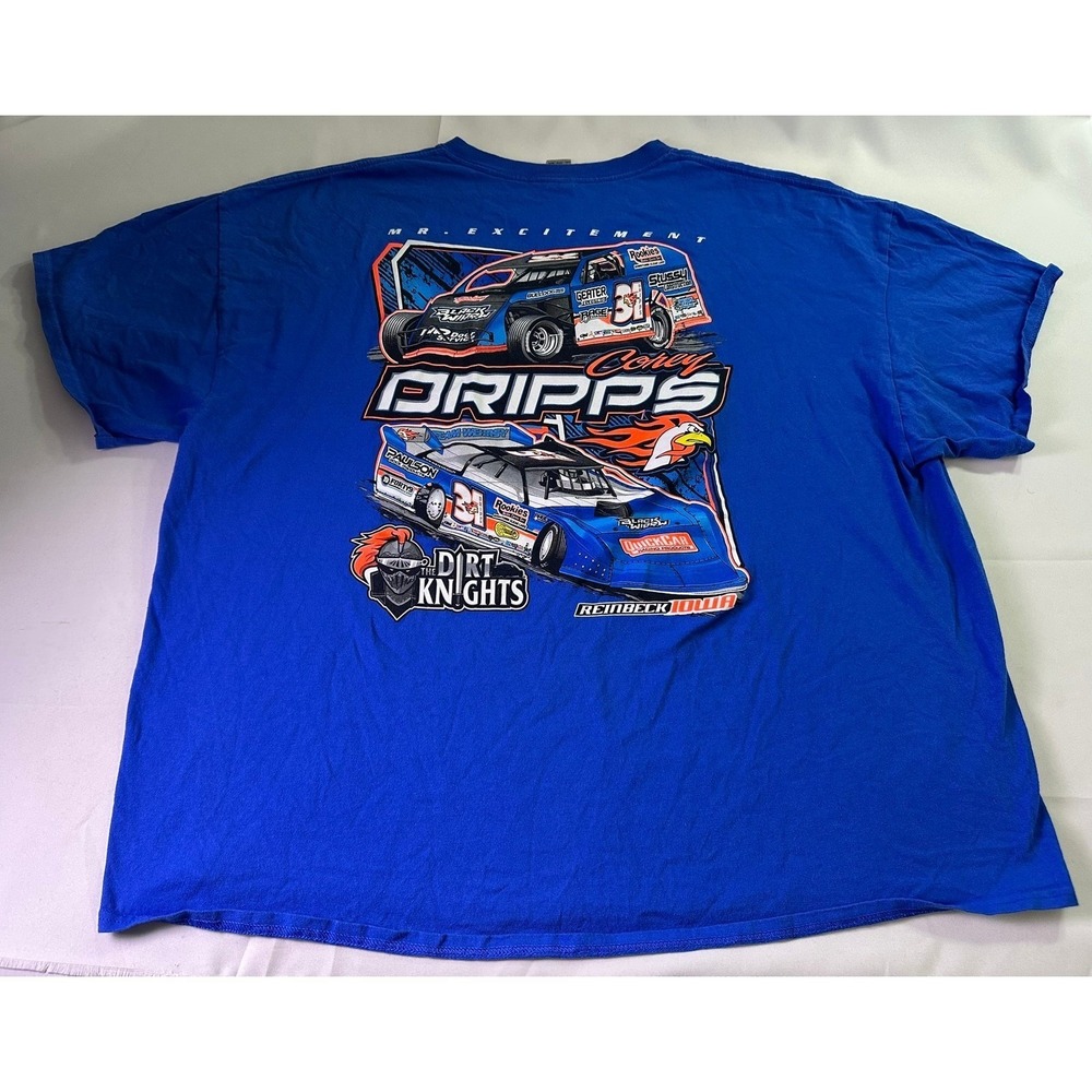 Corey‎ Dripps Mr. Excitement Dirt Knights Racing Graphic T-Shirt Blue Mens 3XL